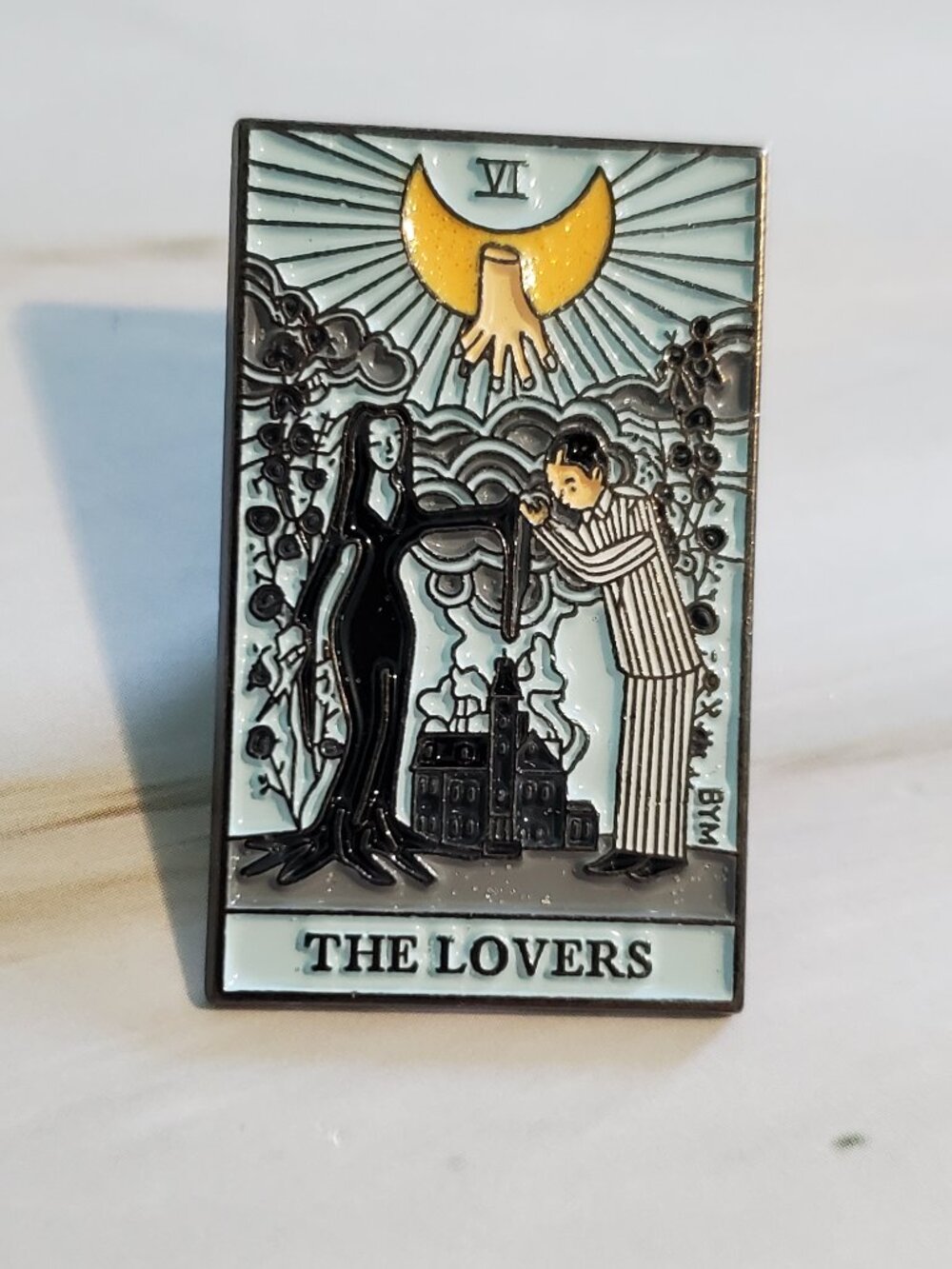 ✨$5 OFF $25 ✨ Addams Family Morticia and Gomez Tarot Card Pin